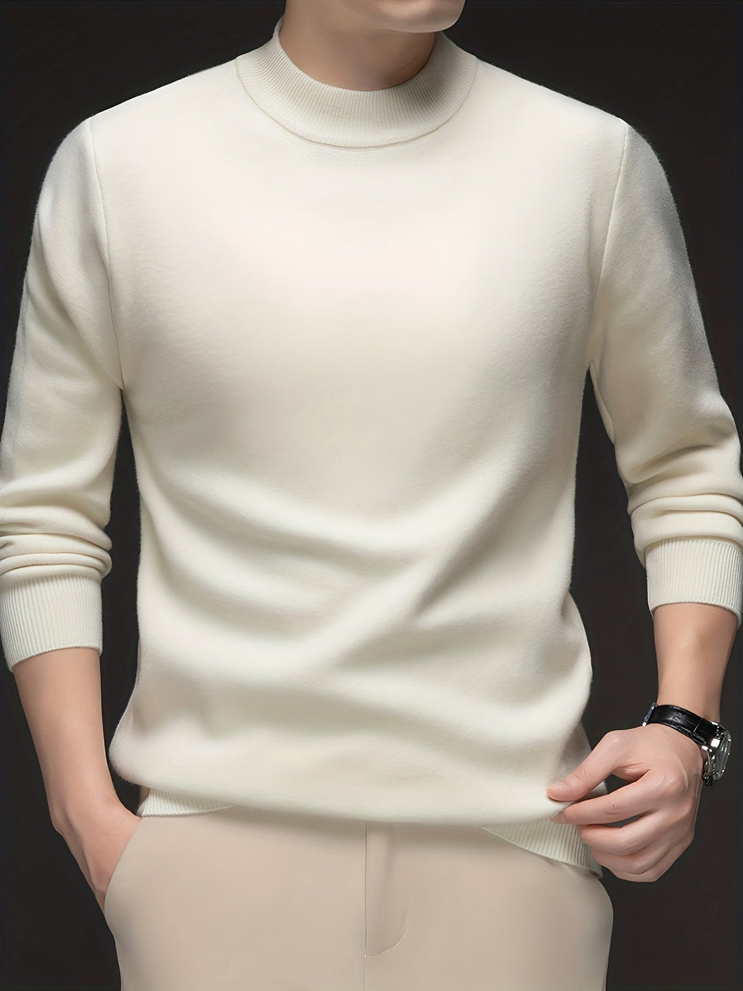 High-Neck Sweater for Men, Refined Style