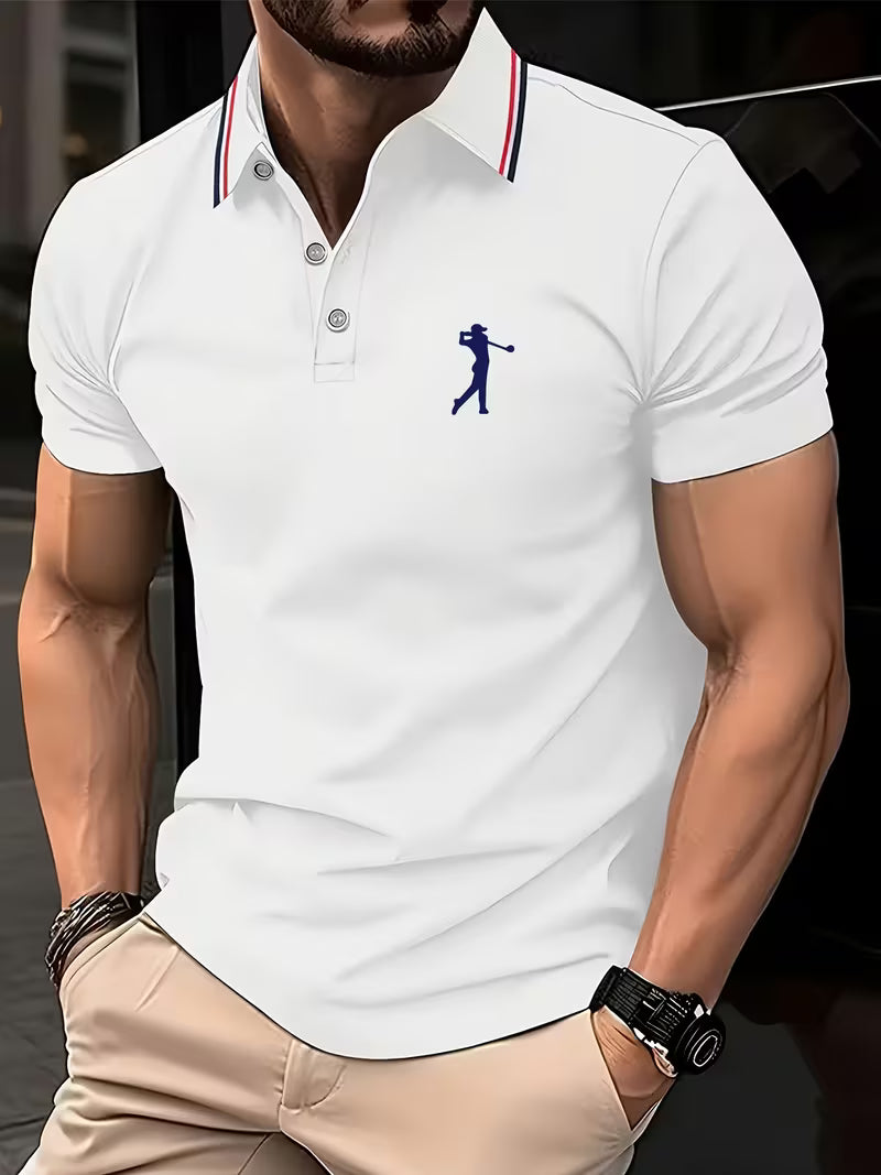 Short-Sleeve Golf Printed Shirt for Men, Casual Style