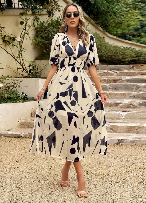 Floral Midi Dress, Women's Flattering Fit