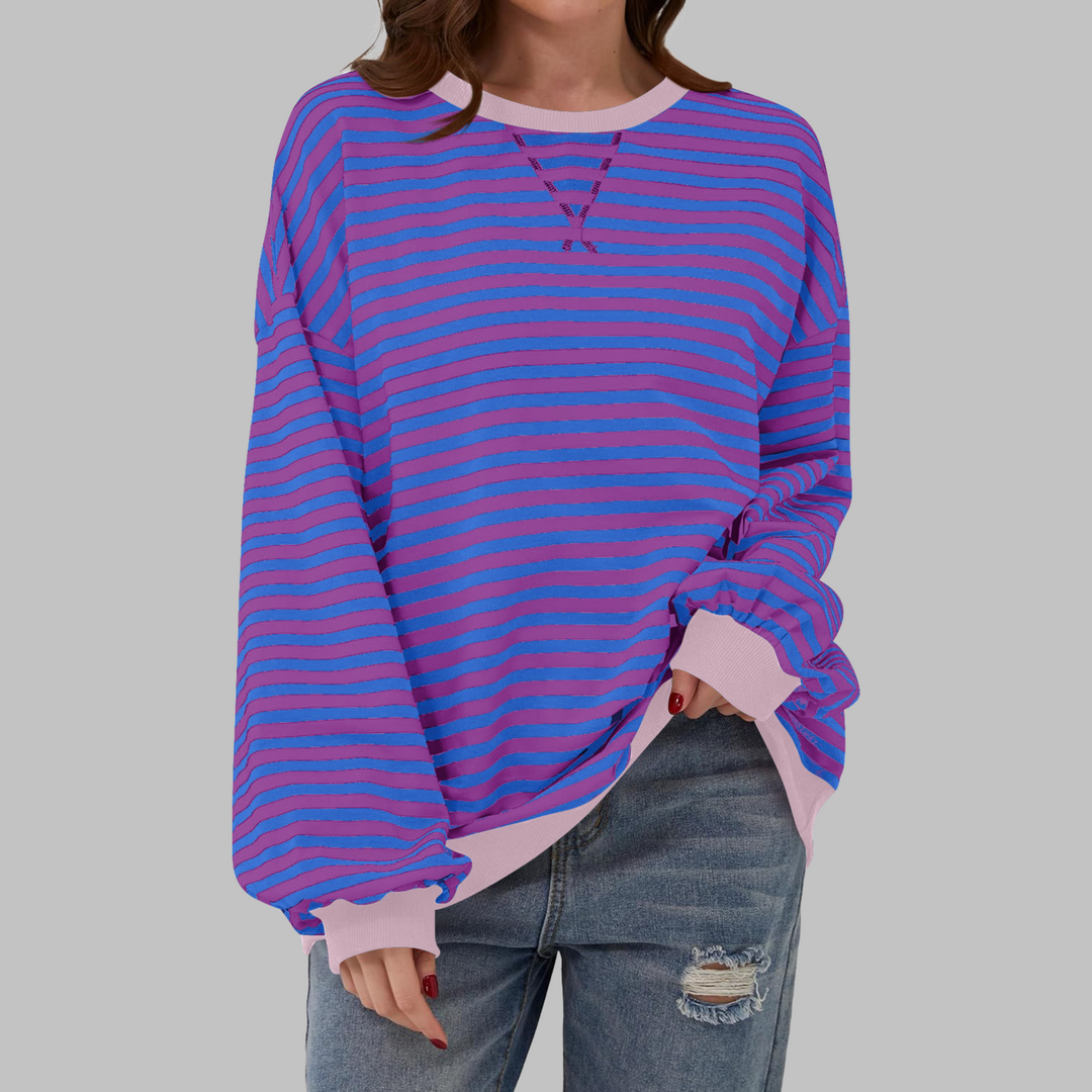 Casual Long Sleeve Striped Sweatshirt for Women