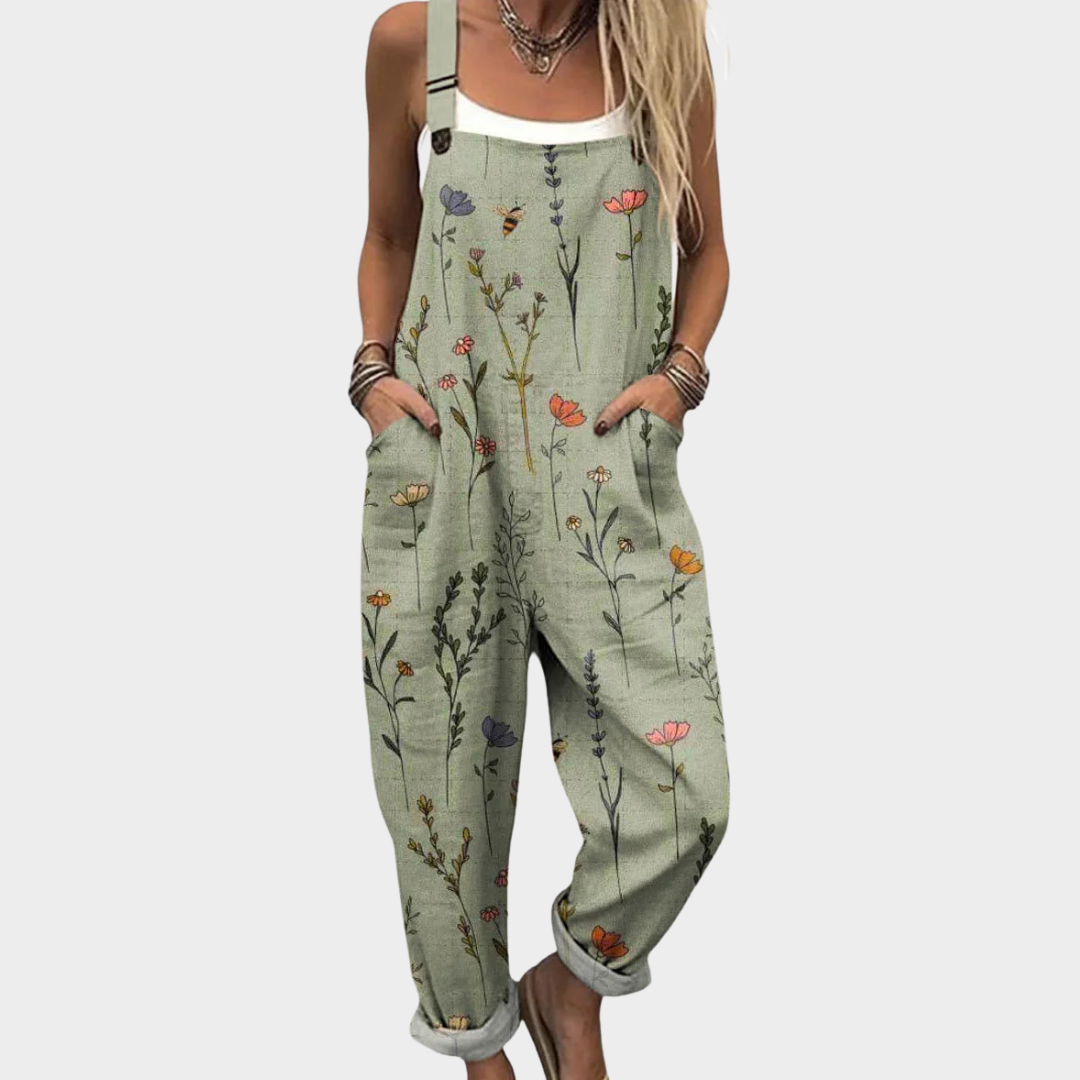 Floral Green Jumpsuit for Women, Comfortable Style