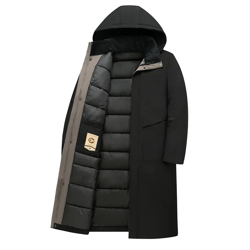 Long Hooded Winter Coat for Men, Plus Size