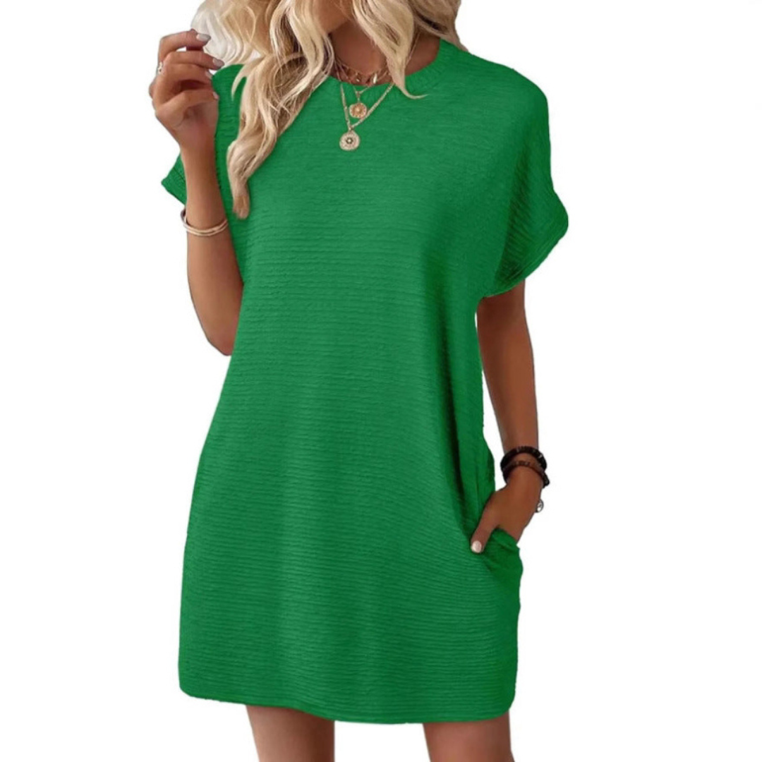 Ladies Minimalist Round Neck Summer Dress