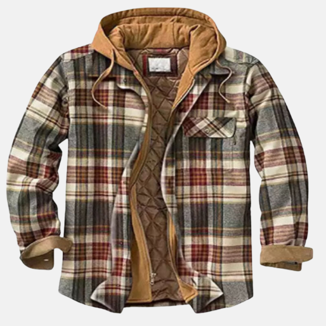 Hooded Plaid Jacket for Men, Rugged Style