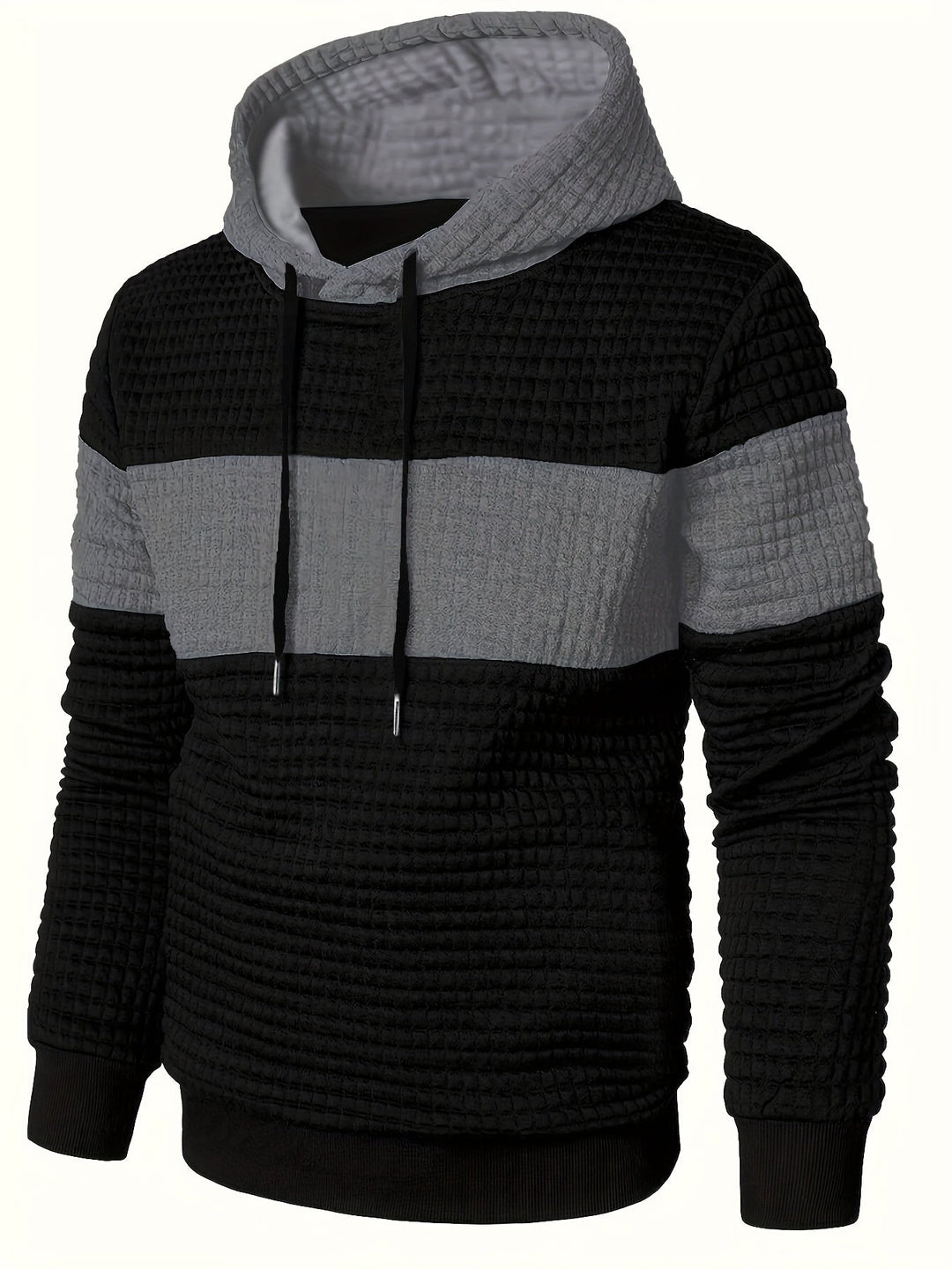 Colour-Block Hoodie for Men, Textured Style