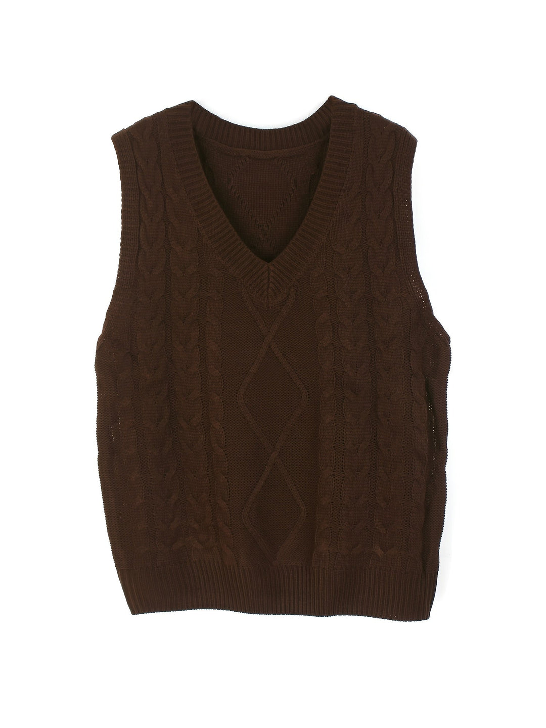Ladies Cozy Cable-Knit V-Neck Sweater Vest