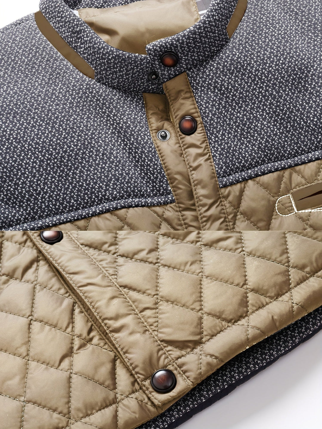 Plus Size Quilted Stand-Collar Jacket for Men