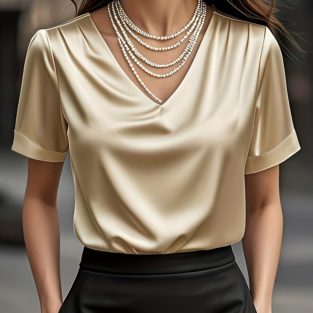 Draped V-Neck Blouse for Women