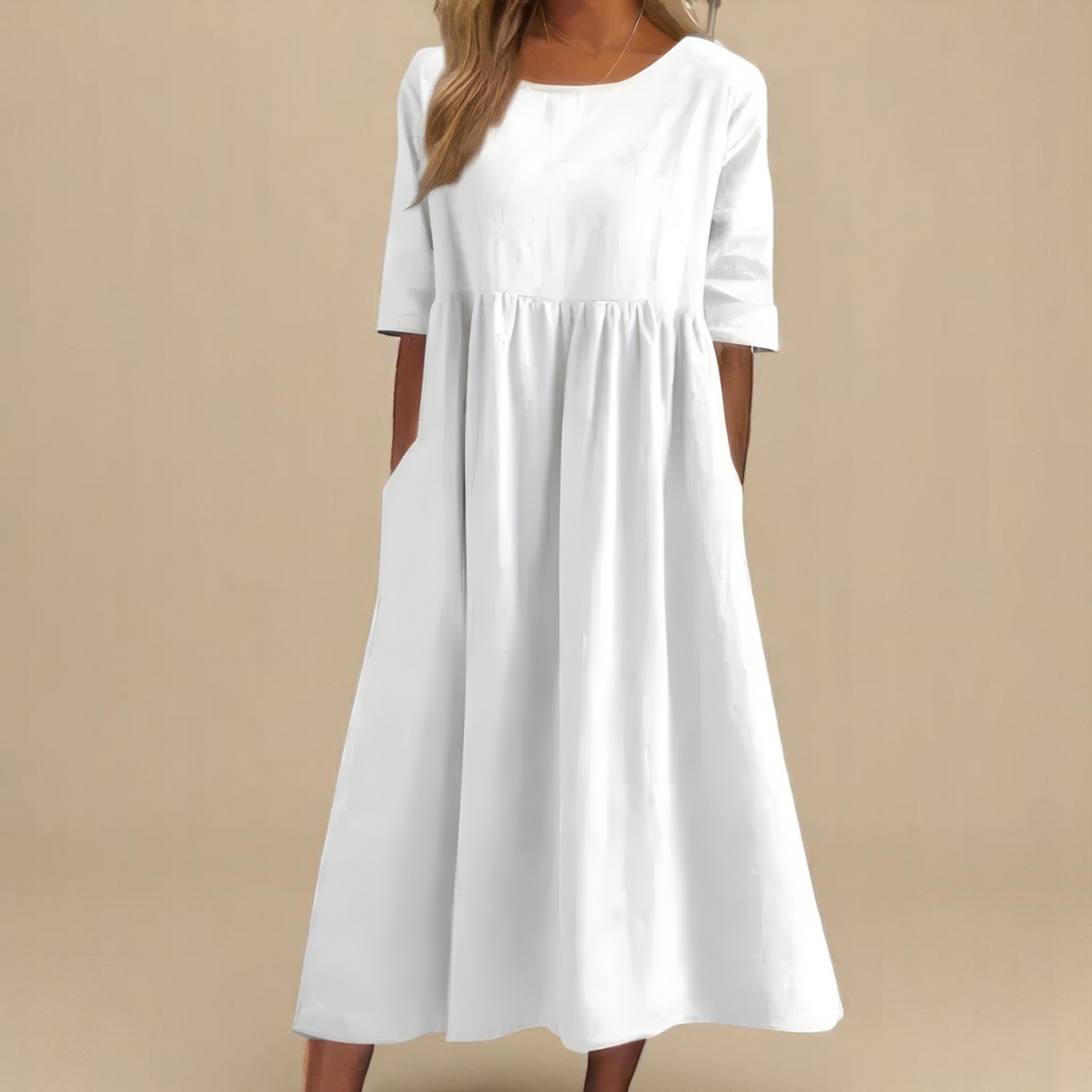 Ladies Classic Round Neck Flattering Dress