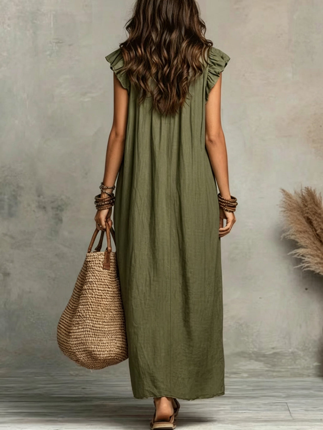 Women's Ruffled Bohemian Maxi Dress