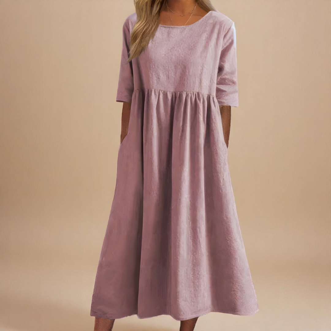 Ladies Classic Round Neck Flattering Dress