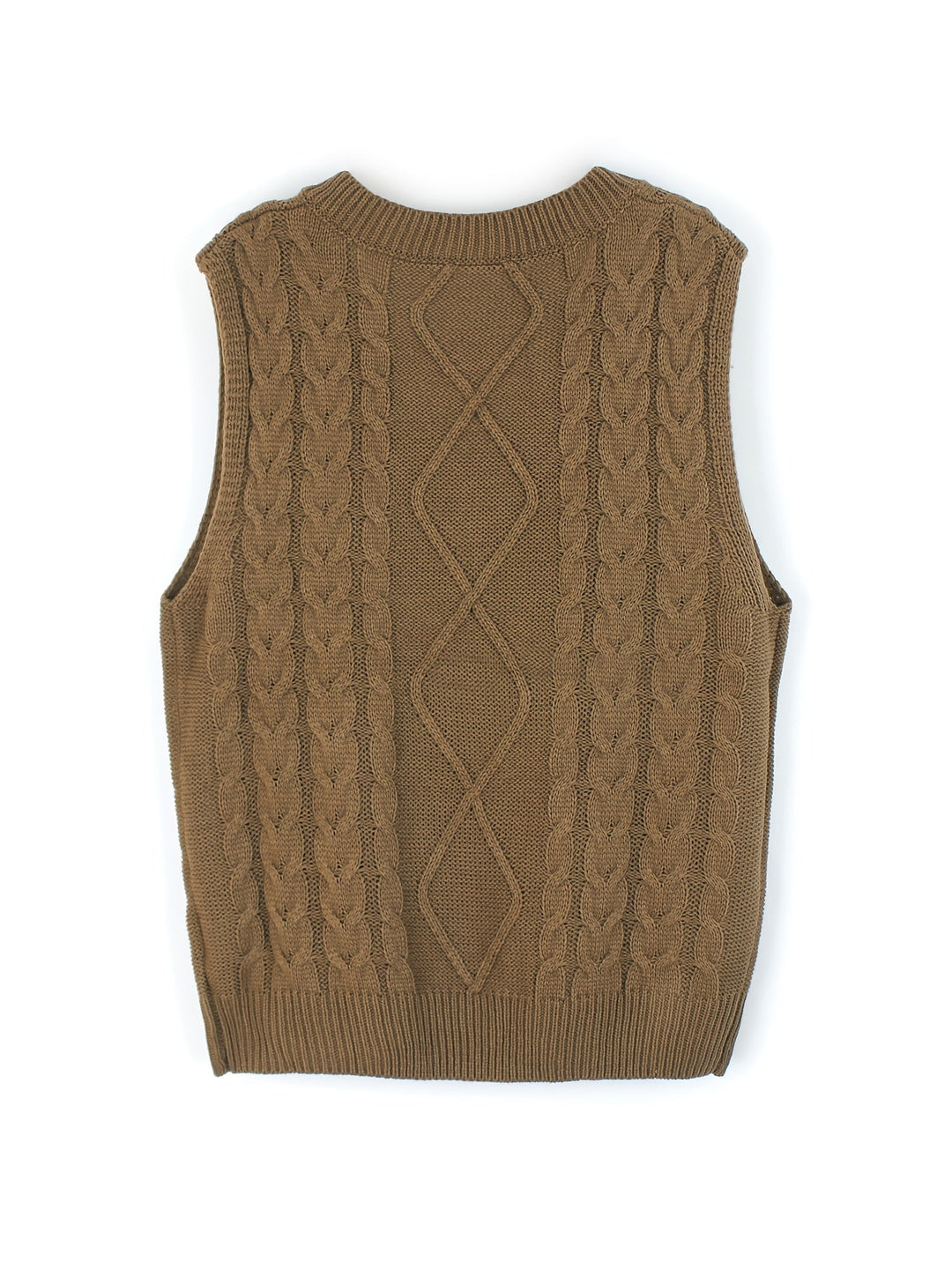 Ladies Cozy Cable-Knit V-Neck Sweater Vest