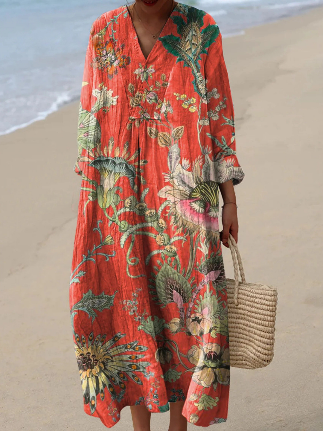Vintage Floral Pattern Art Print Dress for Women