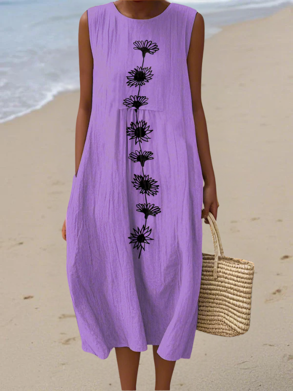 Violet Bloom Midi Dress, Women's Casual Fit