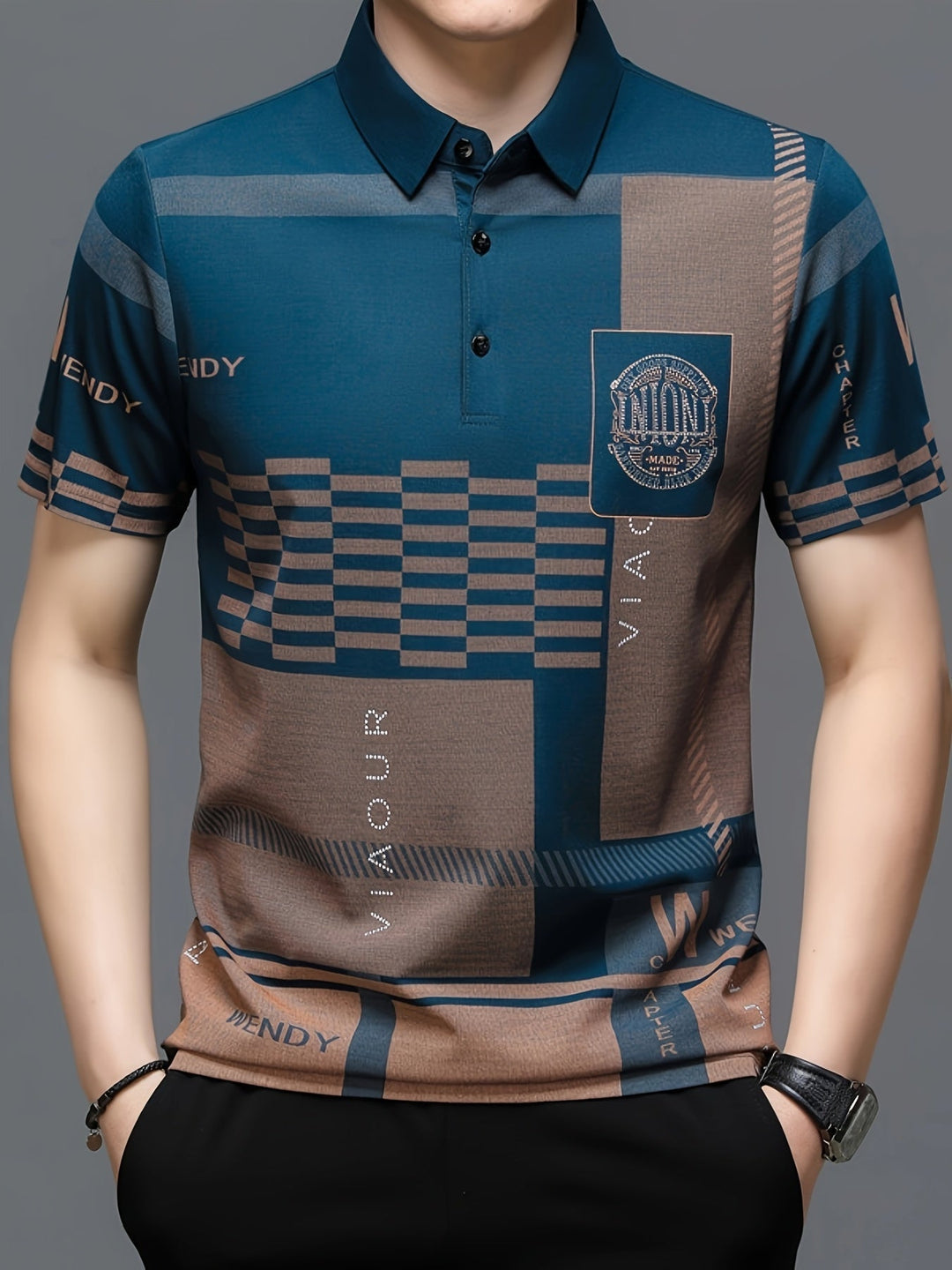 Colorblock Polo Shirt for Men, Refined Style