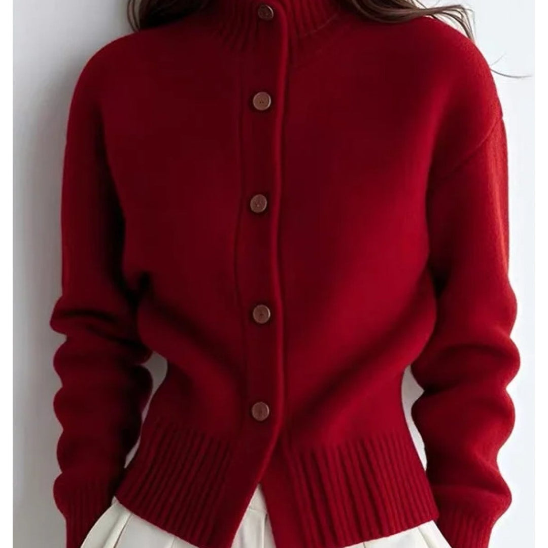 High-Neck Button Cardigan for Women