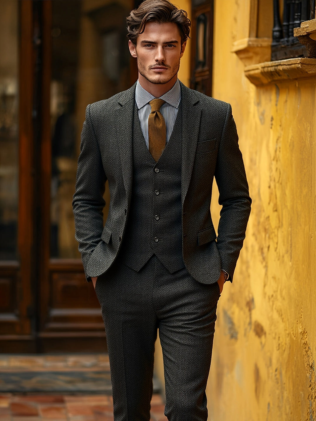 Refined Three-Piece Suit for Men, Plus Size