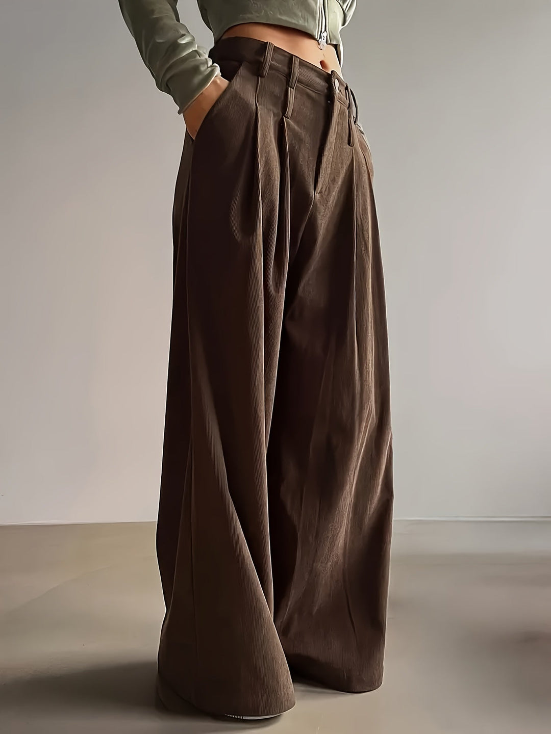 Pleated Wide-Leg Trousers for Women