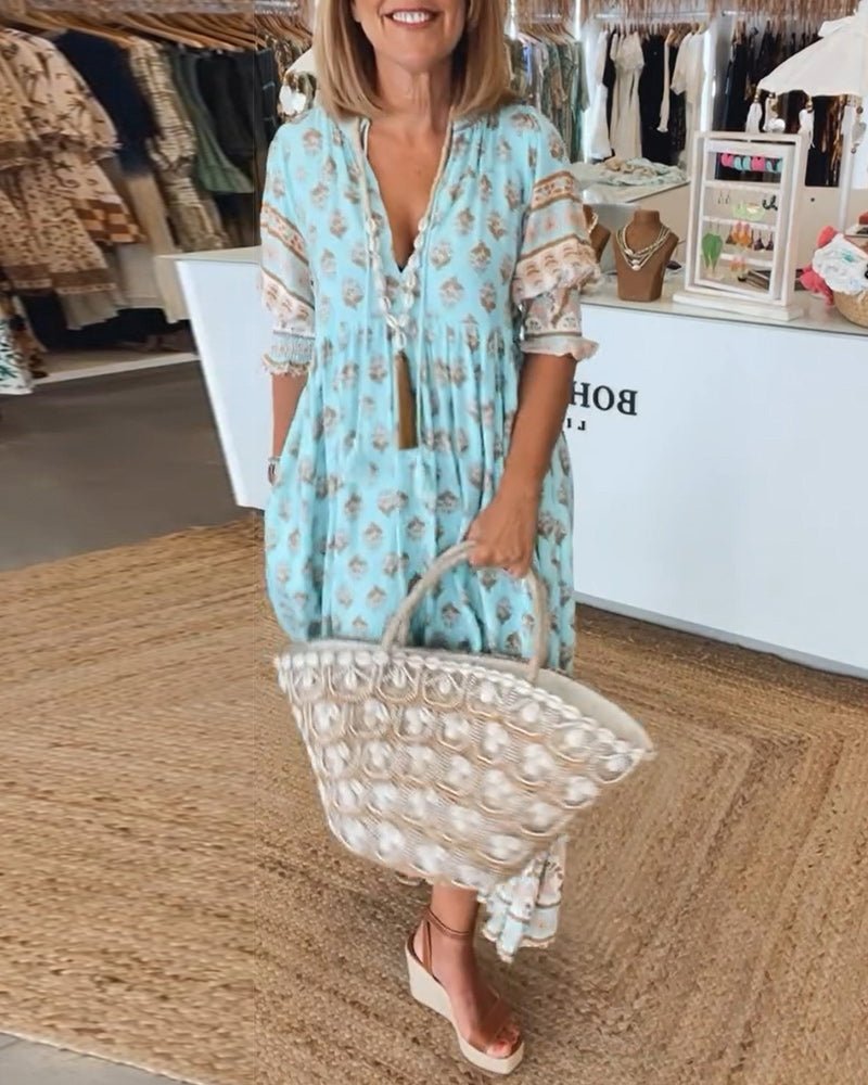Chic Floral V-Neck Dress for Women