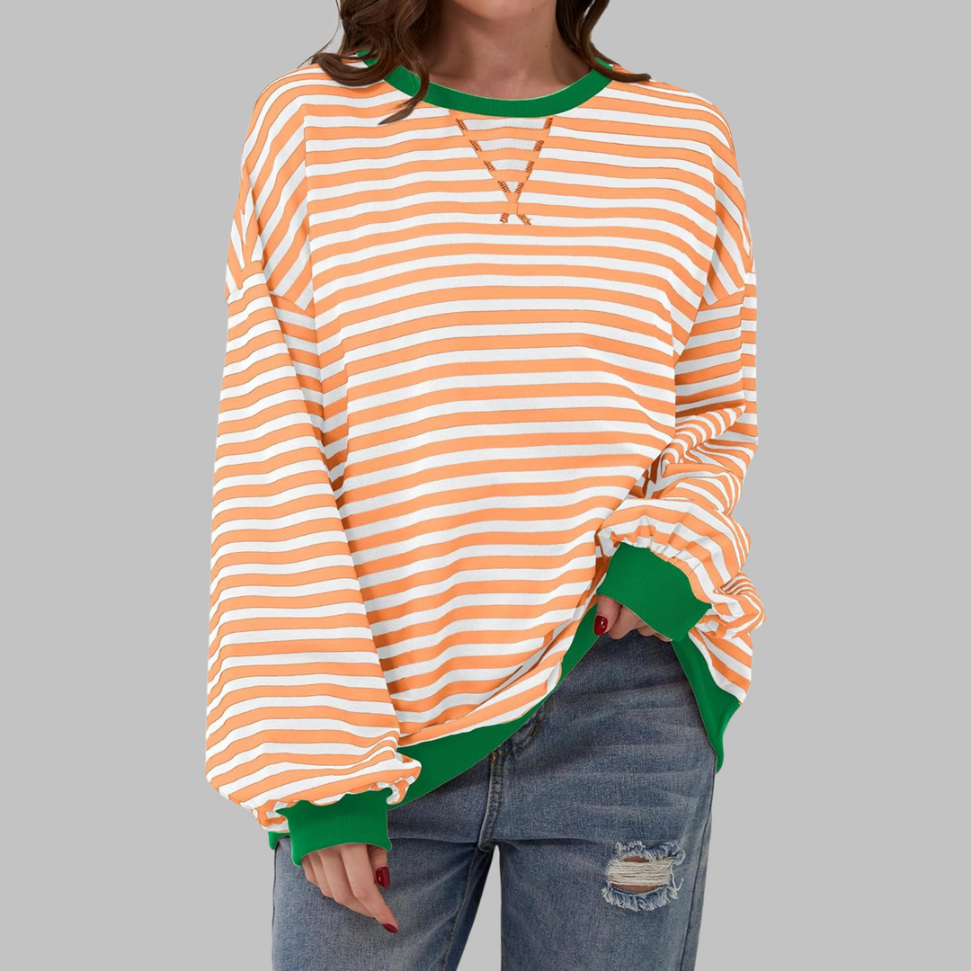 Casual Long Sleeve Striped Sweatshirt for Women