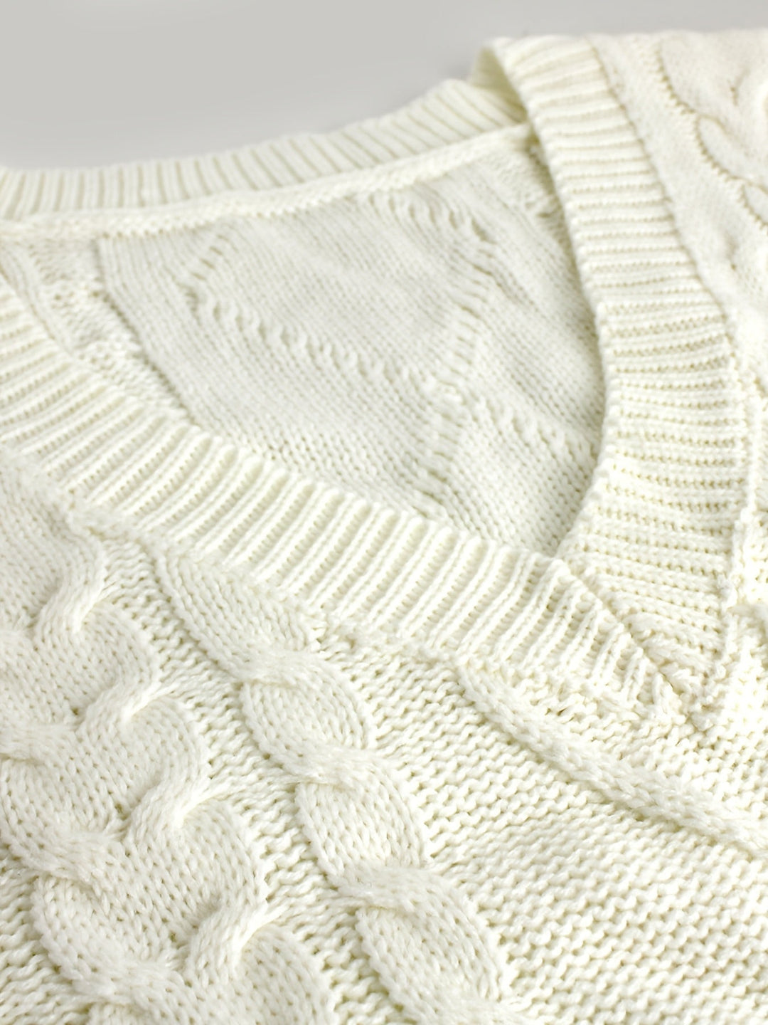 Ladies Cozy Cable-Knit V-Neck Sweater Vest