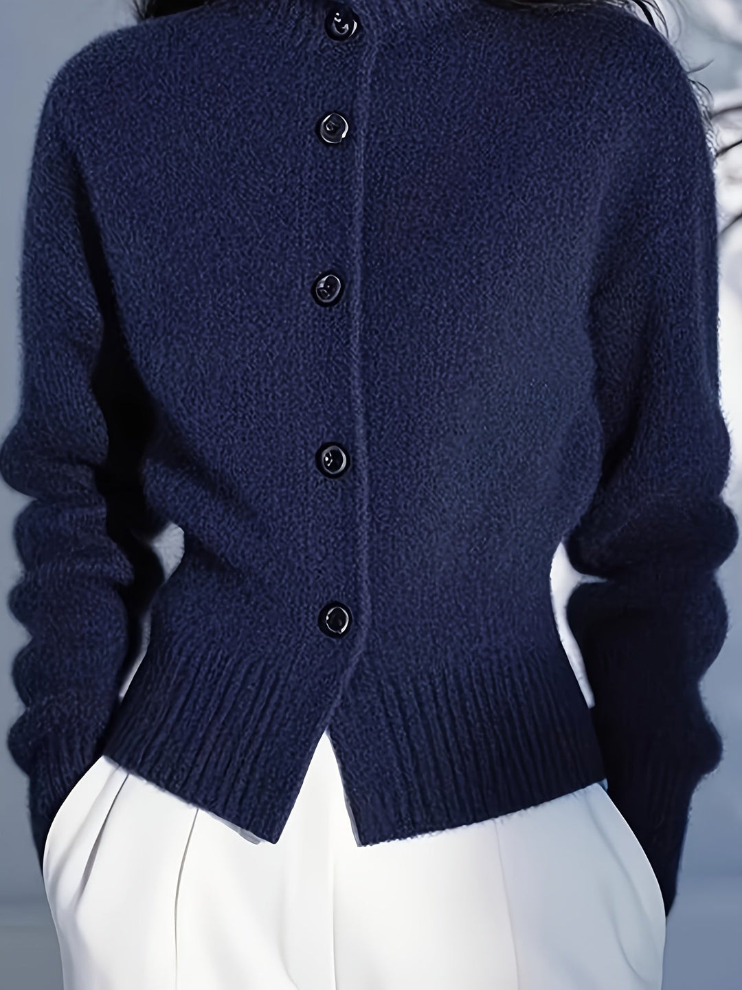 High-Neck Button Cardigan for Women