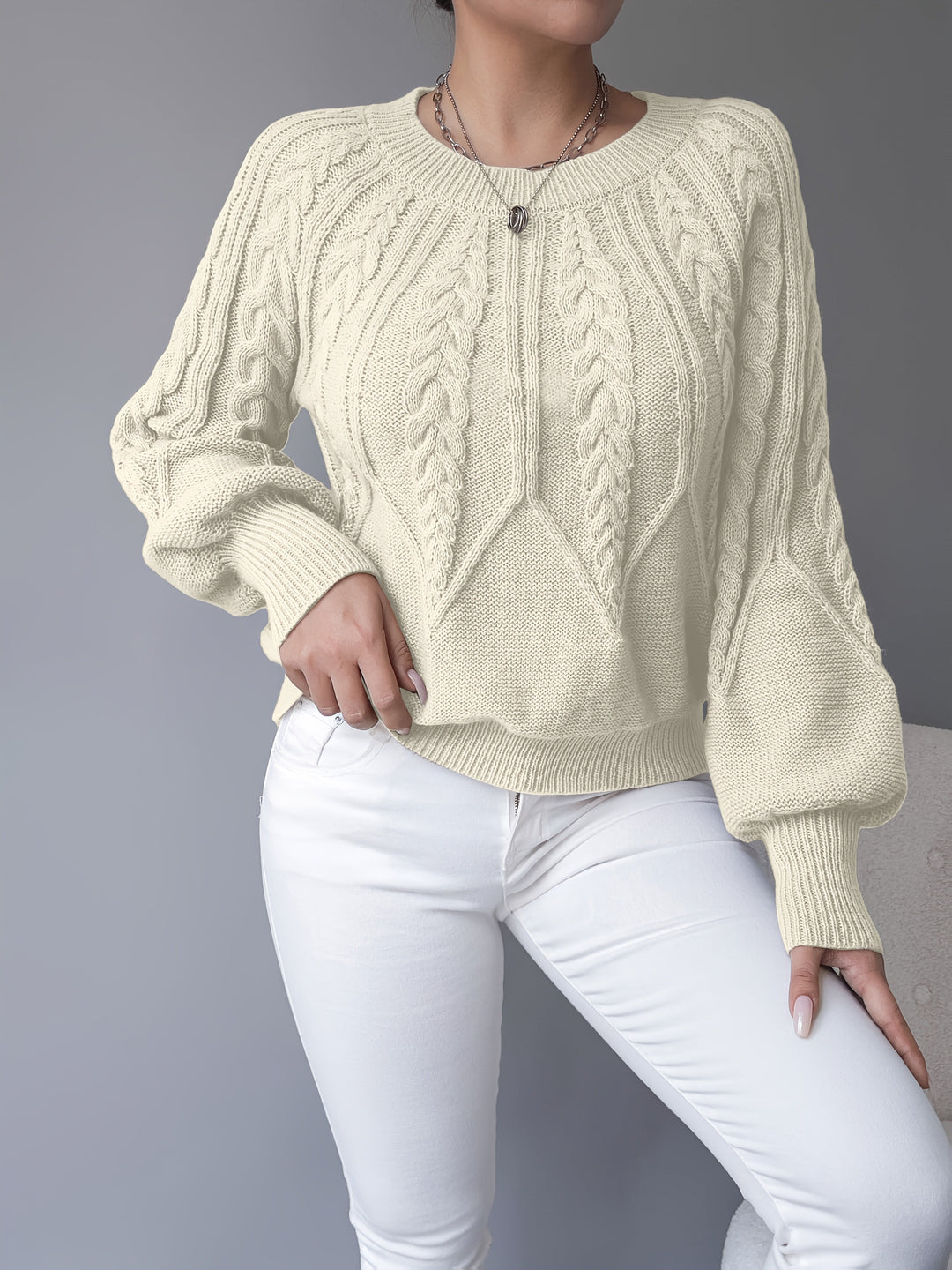 Ladies Cable-Knit Textured Sweater