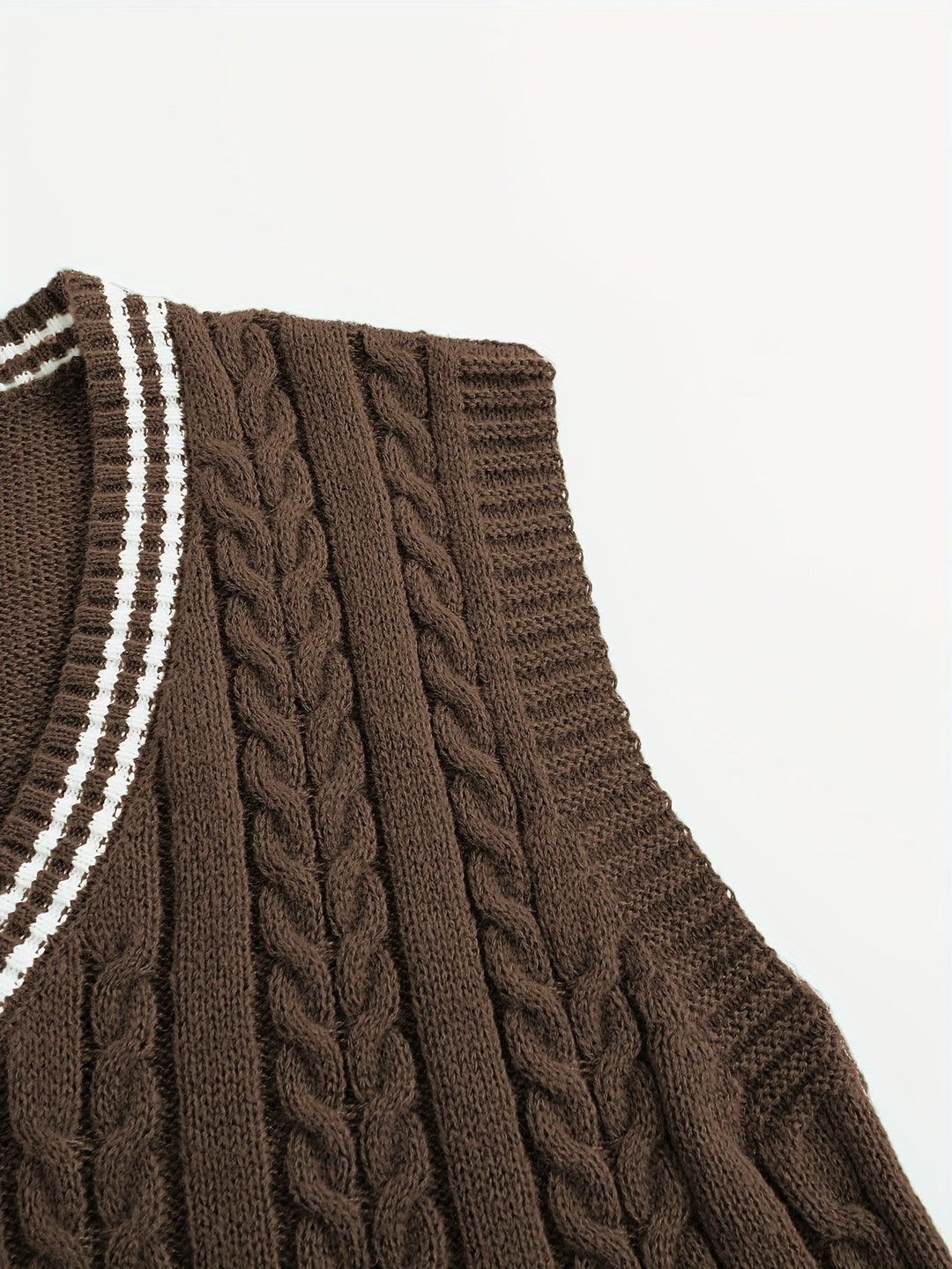 Cable-Knit V-Neck Sweater Vest for Men, Dark Gray