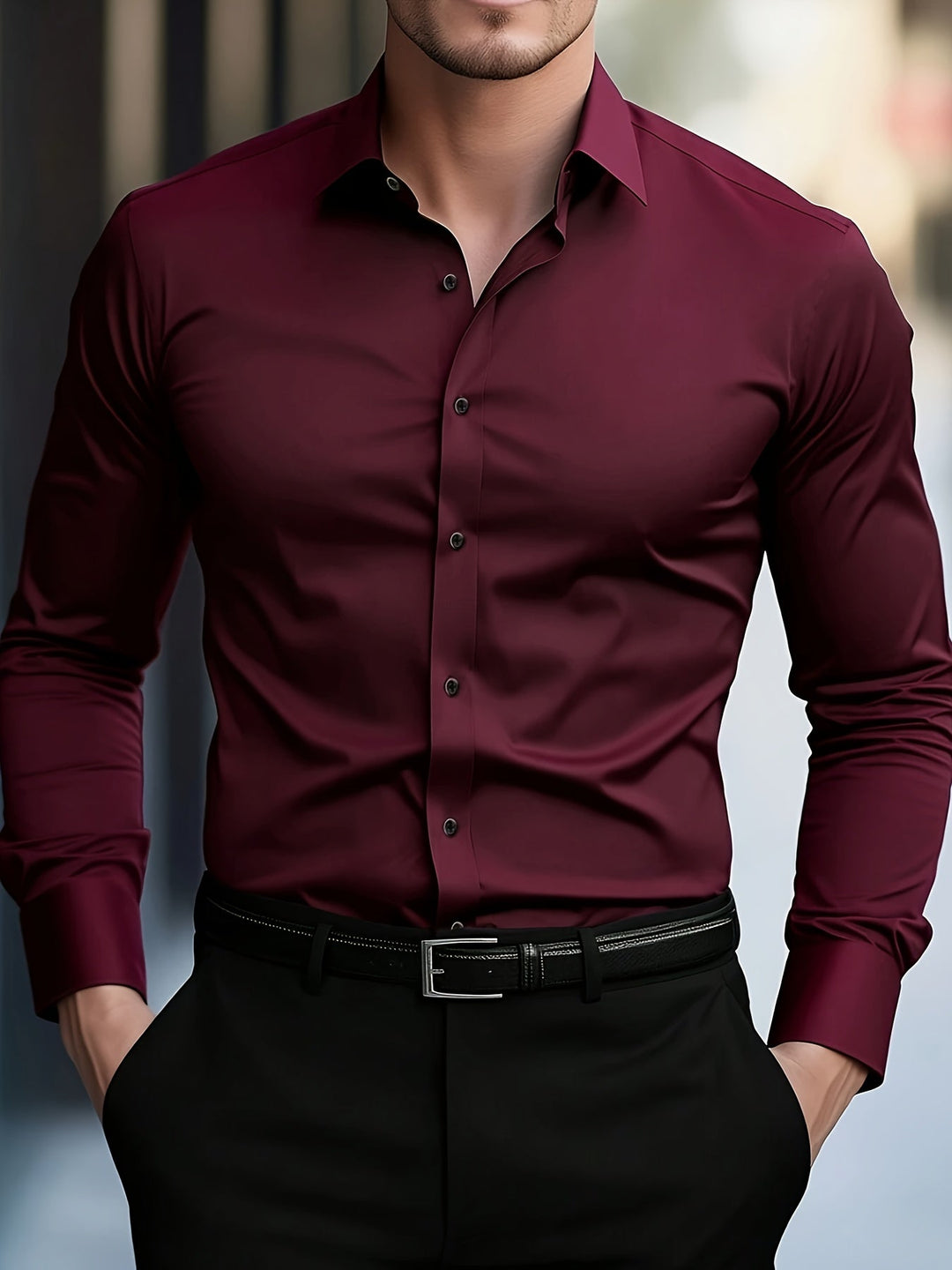 Long Sleeve Shirt for Men, Tailored Style