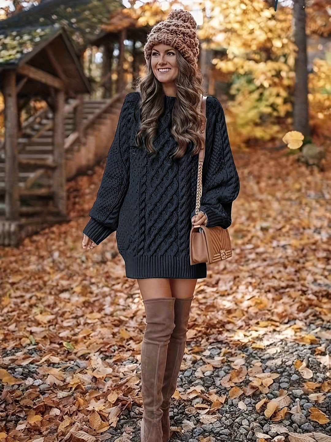Cable-Knit Sweater Dress for Women, Cozy Style