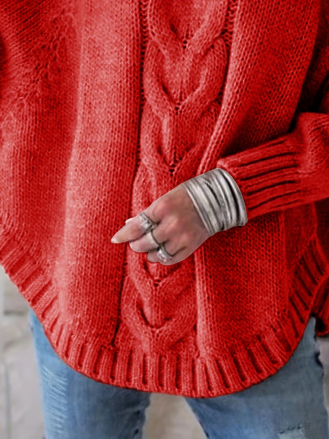 Cable-Knit High-Neck Sweater for Women