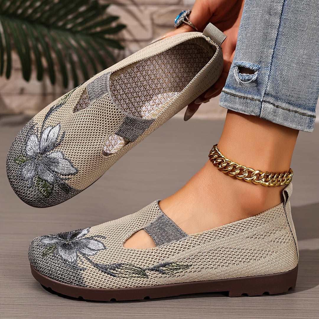 Embroidered Slip-On Flats for Women