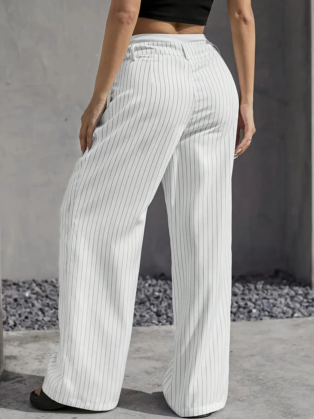 Striped Wide Pants for Women, Casual Style