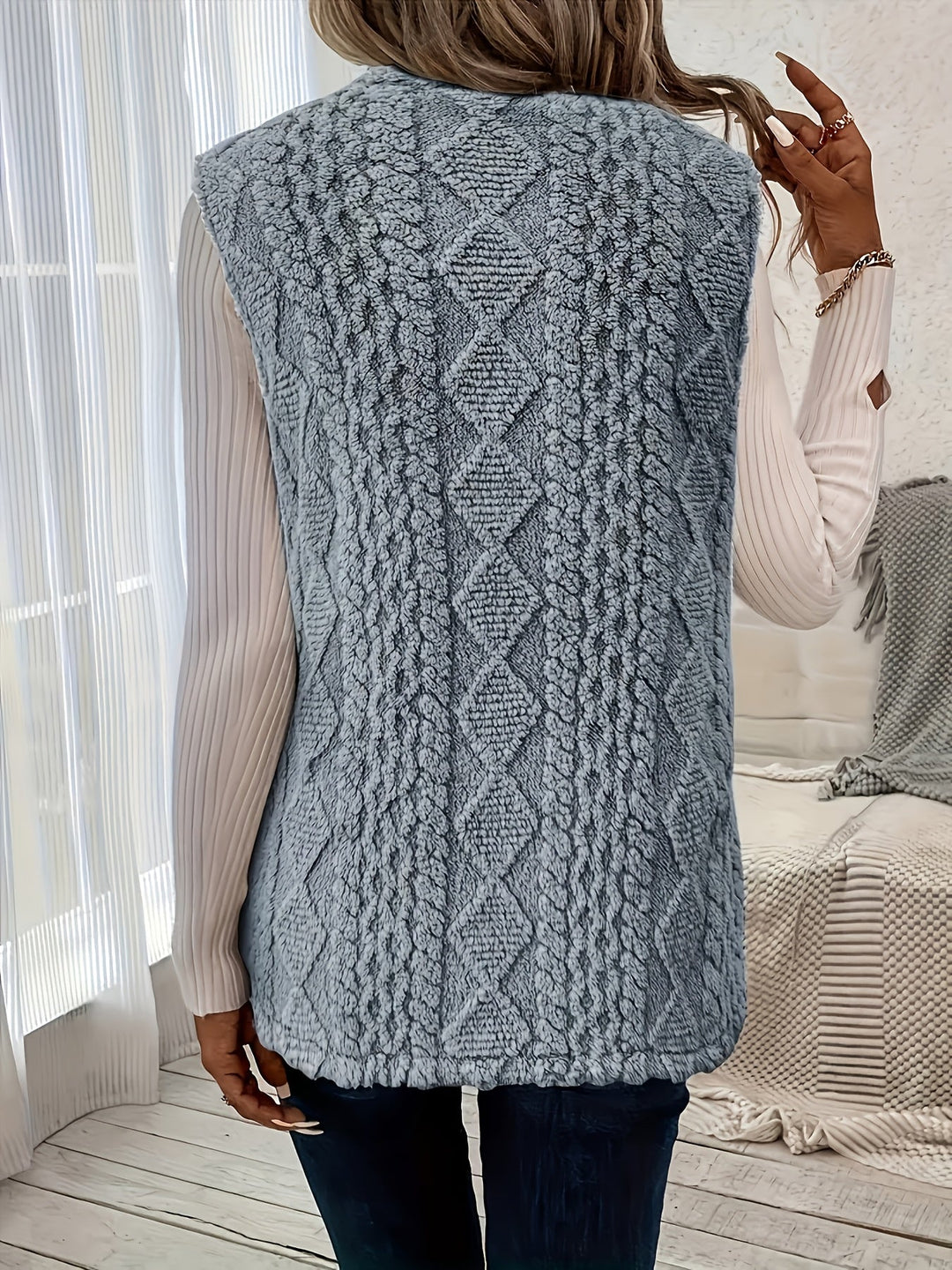 Textured Sleeveless Vest, Women's Cozy Fit