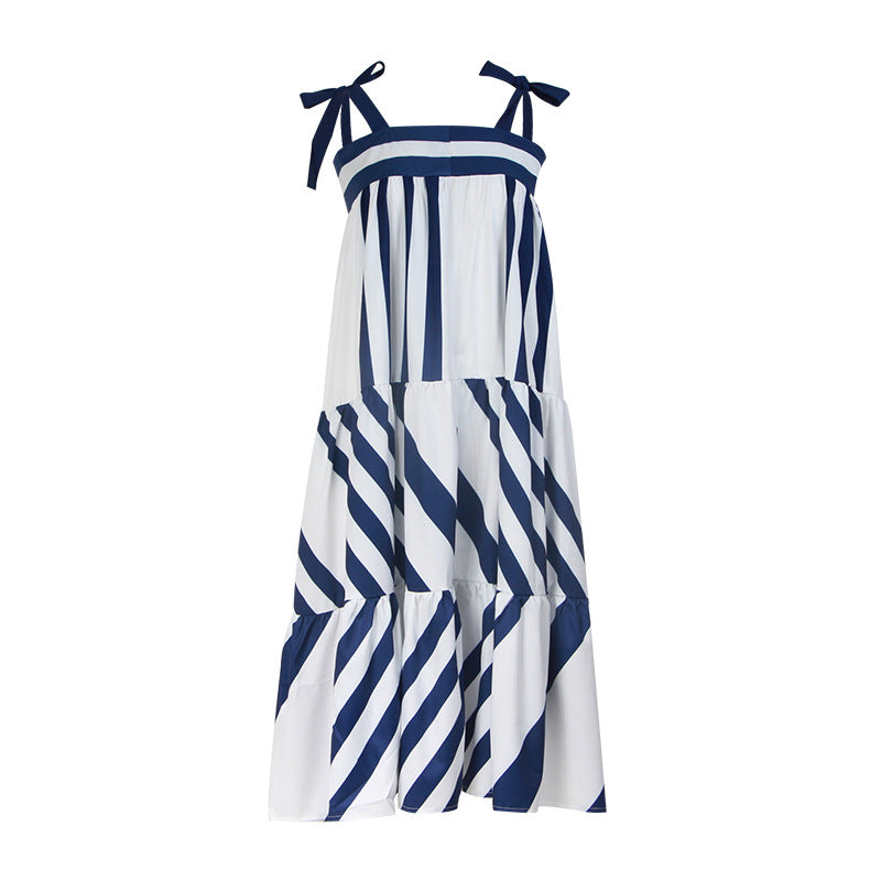Women's Sleeveless Printed Midi Dress – White