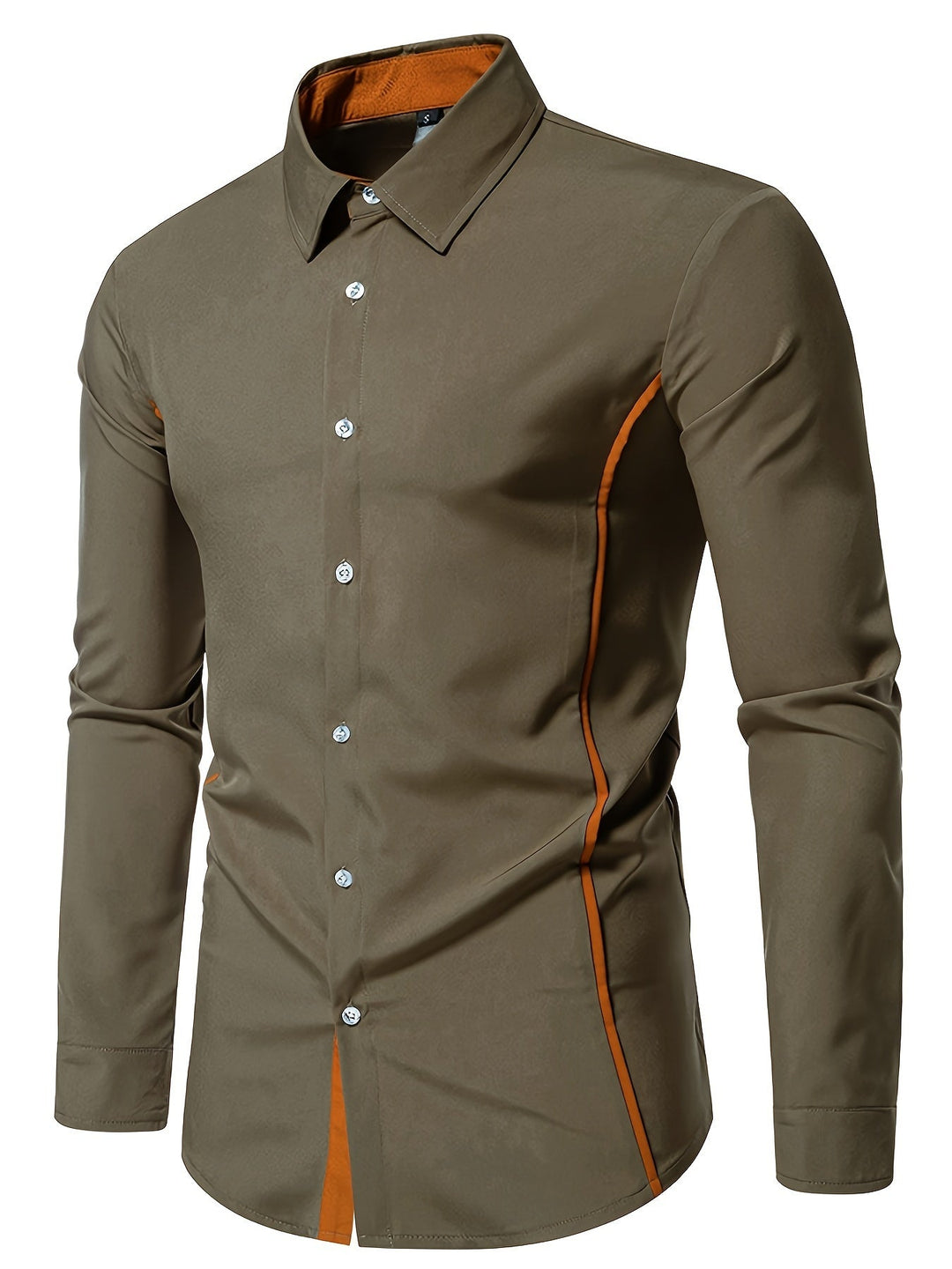 Men's Contrast Trim Button-Up Shirt