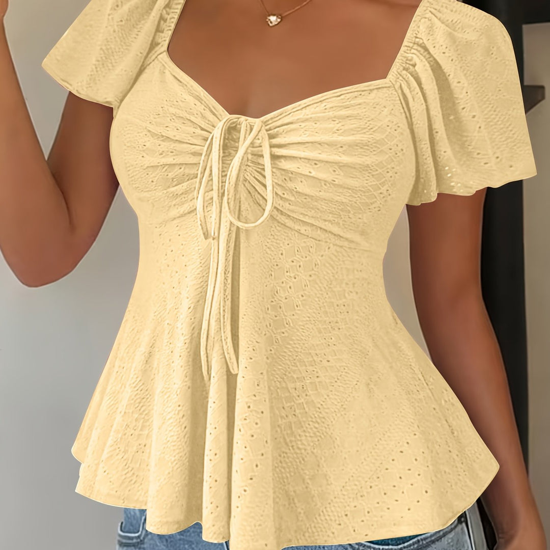 Flutter-Sleeve Peplum Top for Women