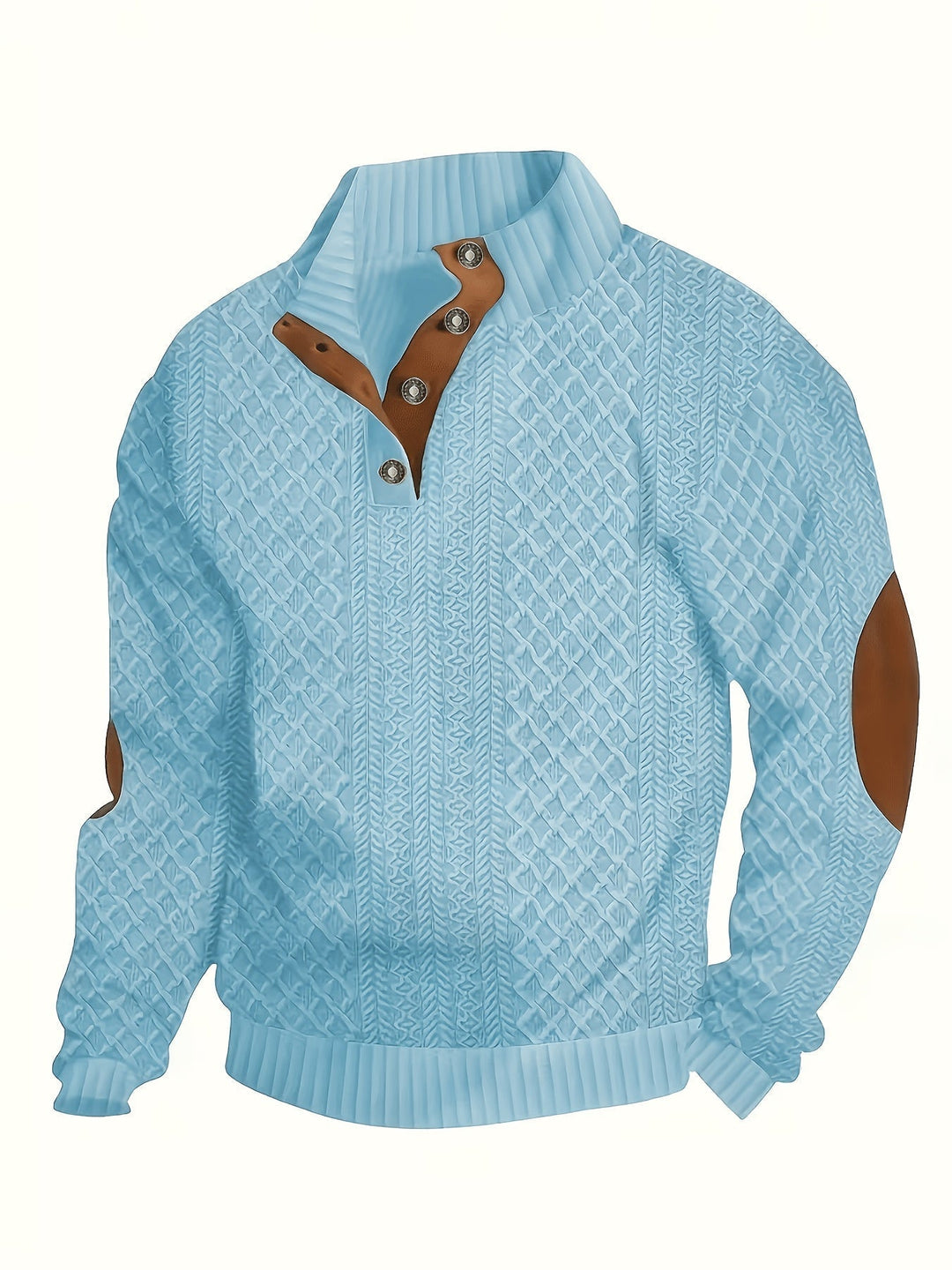 Stand Collar Button Henley Sweater for Men, Plus Size