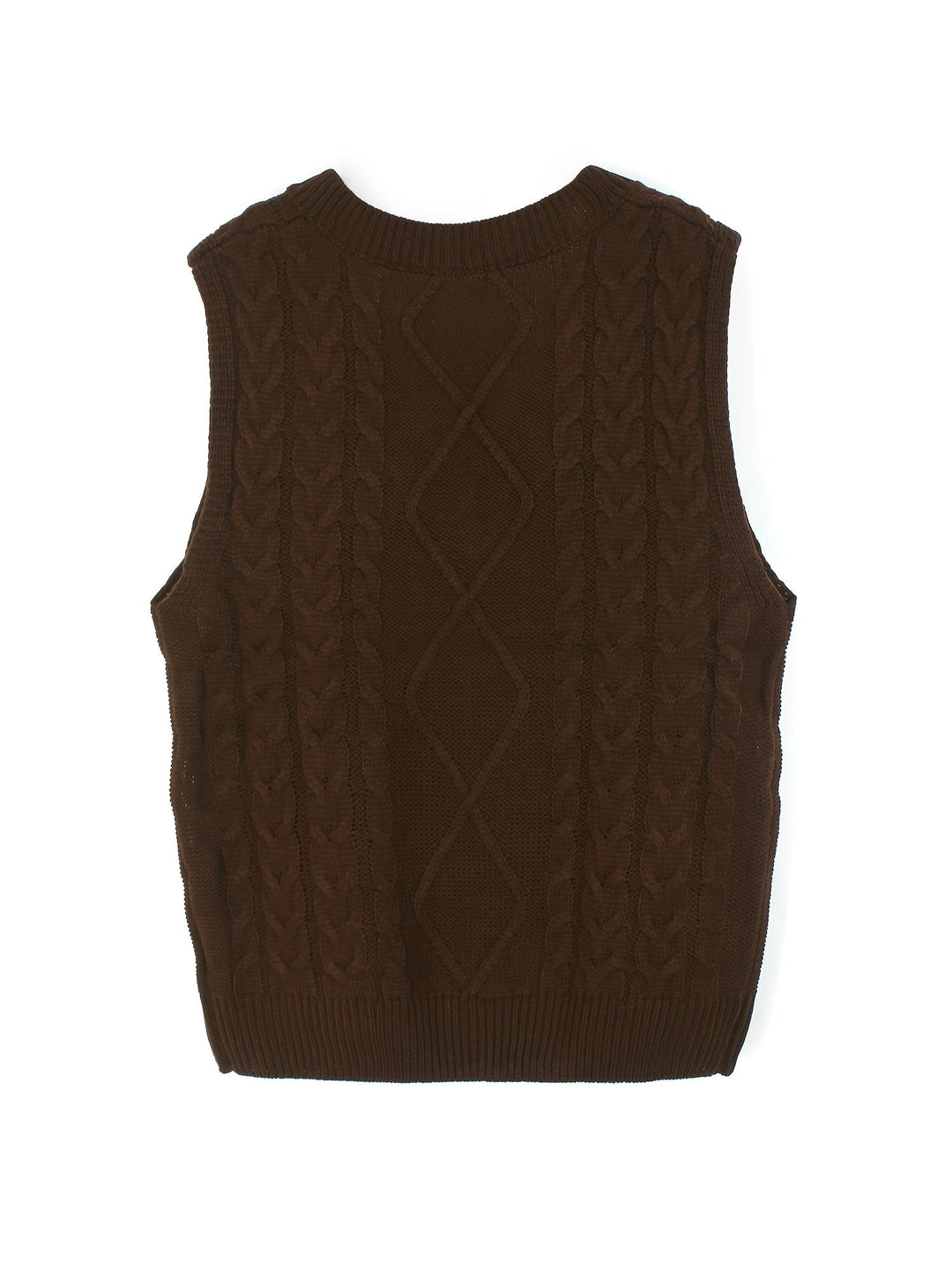 Ladies Cozy Cable-Knit V-Neck Sweater Vest