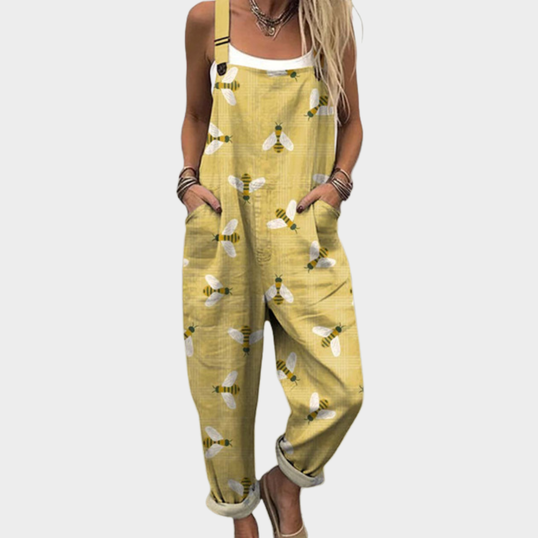 Bee Art Pocket Jumpsuit for Women, Comfortable Style