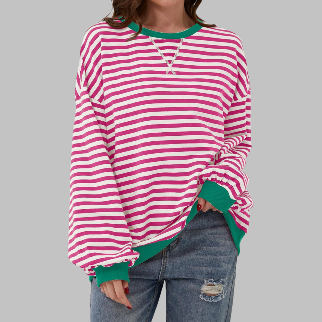 Casual Long Sleeve Striped Sweatshirt for Women