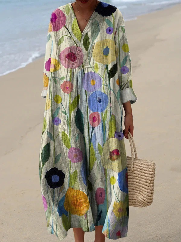 Floral Long Dress for Women, Casual Style