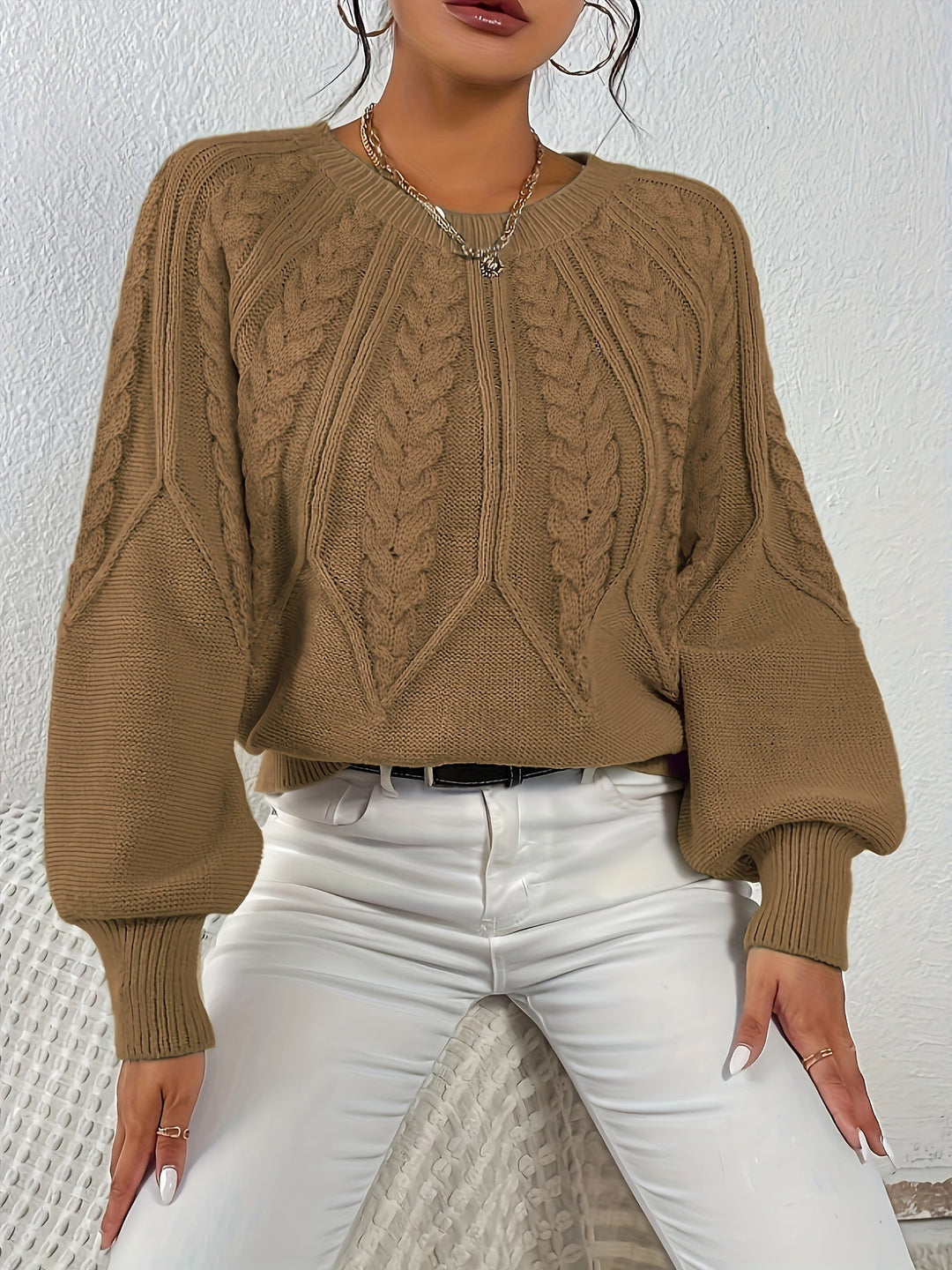 Relaxed Cable-Knit Sweater for Women