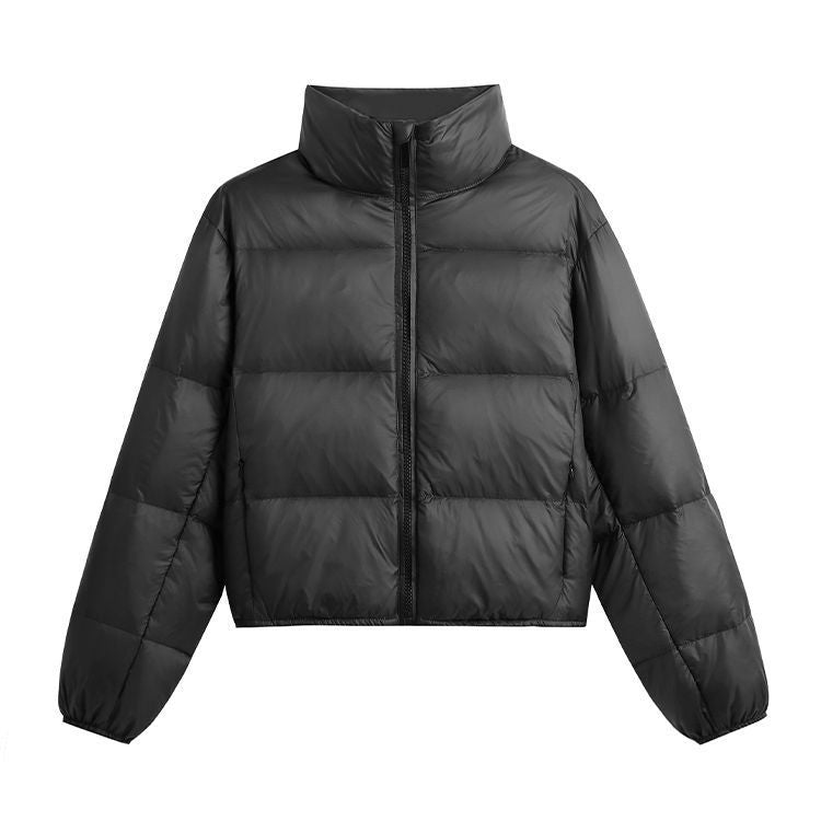 Women's Winter Puffer Jacket – Collared, Brown