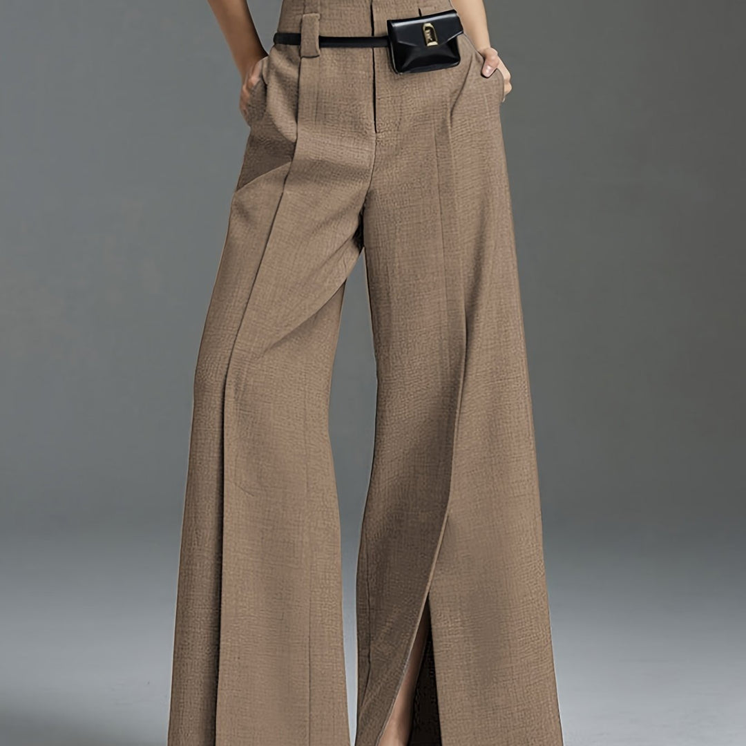 Wide-Leg Slit Trousers for Women