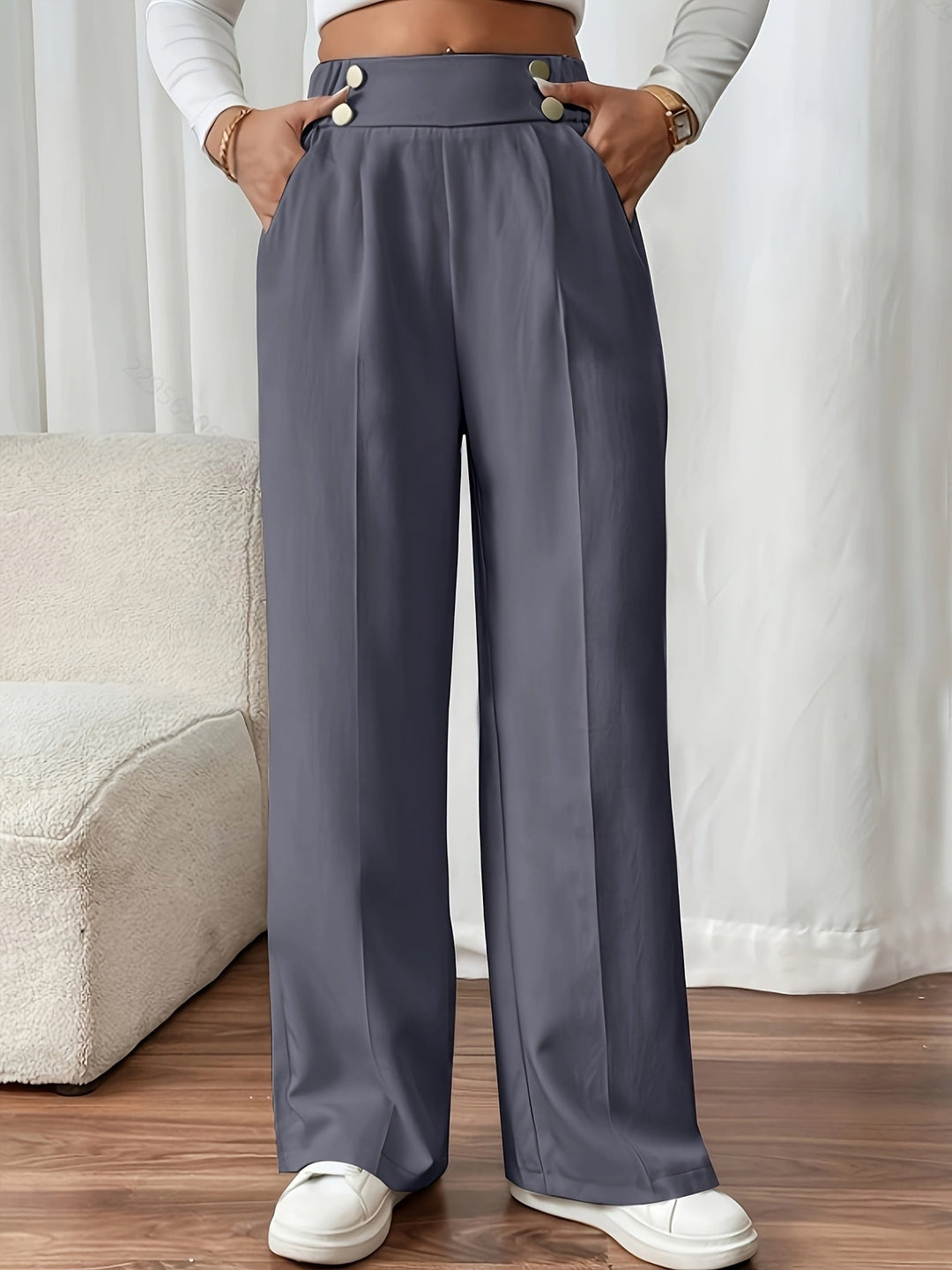 High-Waist Wide-Leg Pants for Women, Tailored Style