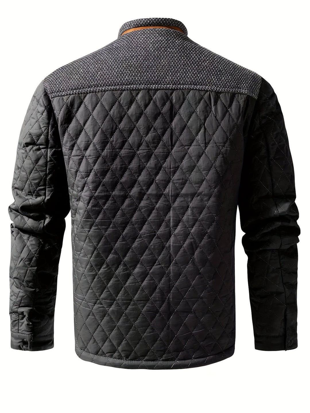 Quilted Stand-Collar Jacket for Men, Plus Size
