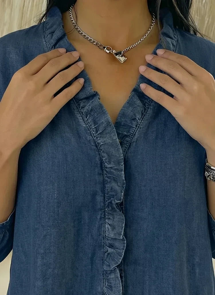Ruffle Mid Sleeve Blouse for Women, Stylish Style