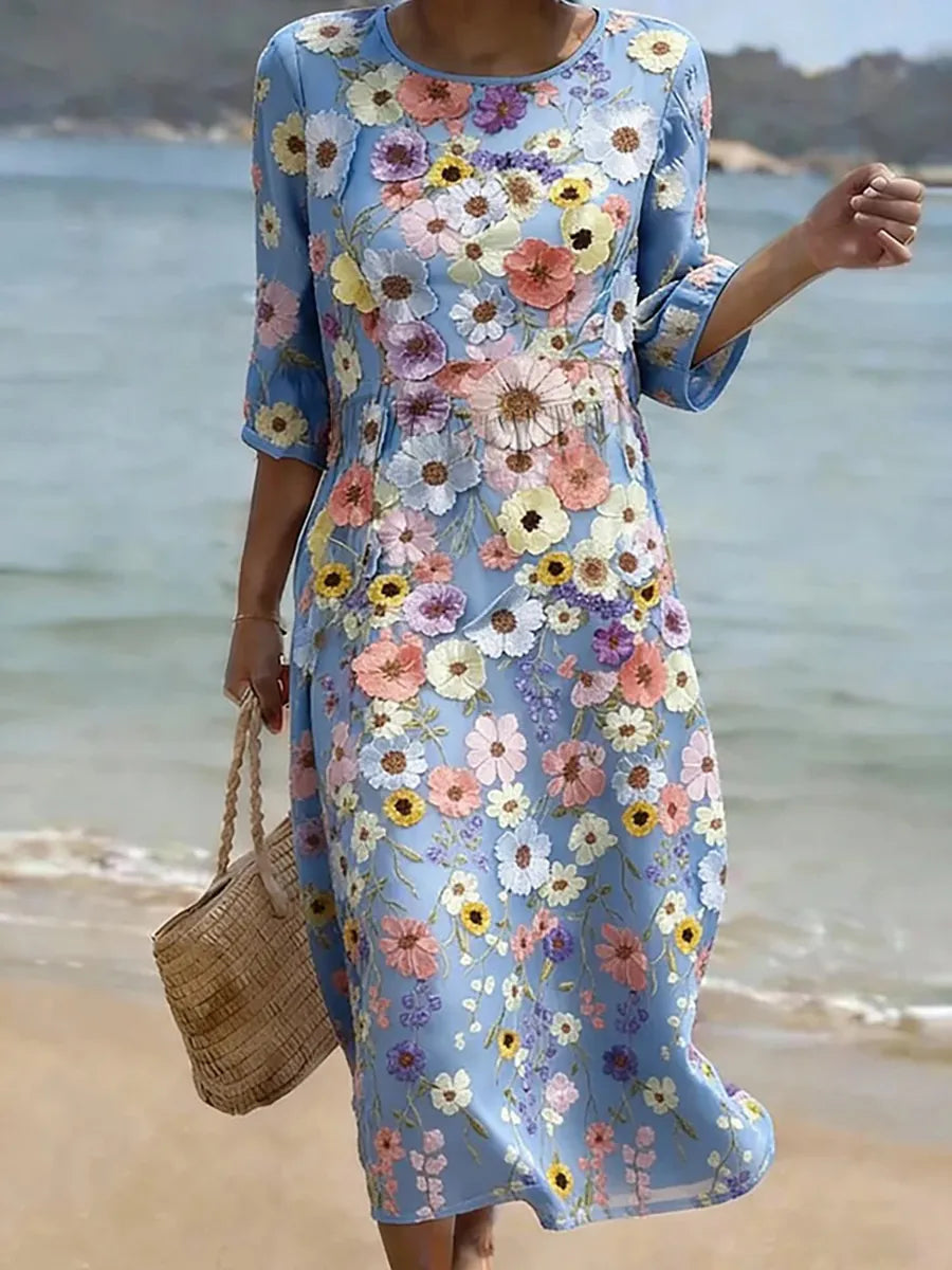 Floral Dotted Dress, Women's Elegant Fit