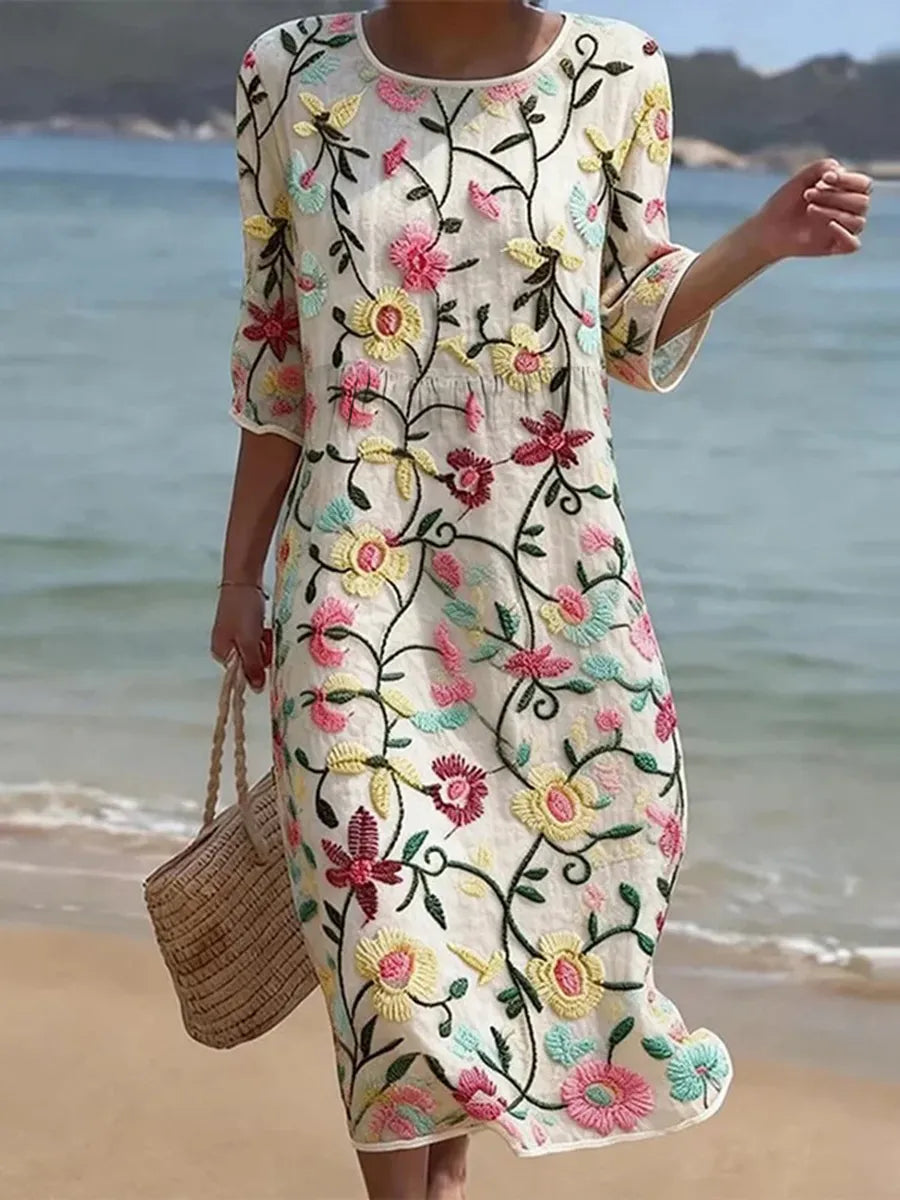 Multicolor Elegant Multicolor Floral Dress for Women